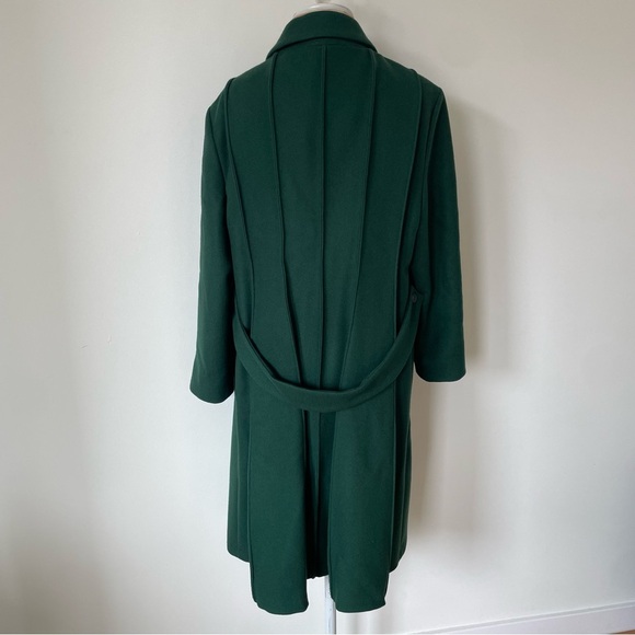 Piazza Sempione Green Wool Pointed Collar Pleated Back Long Coat EUC IT 48 US 12 - Picture 6 of 12